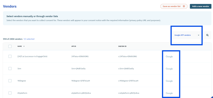 Google ATP vendors